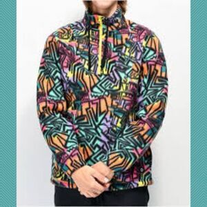 Empyre Zip Up Pullover Retro Colorful Fleece Jacket Size Medium